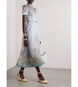 Zimmermann The Eden Belted Midi Dress in Blue Paisley Size 2 /12 for rent on The Volte - image 1