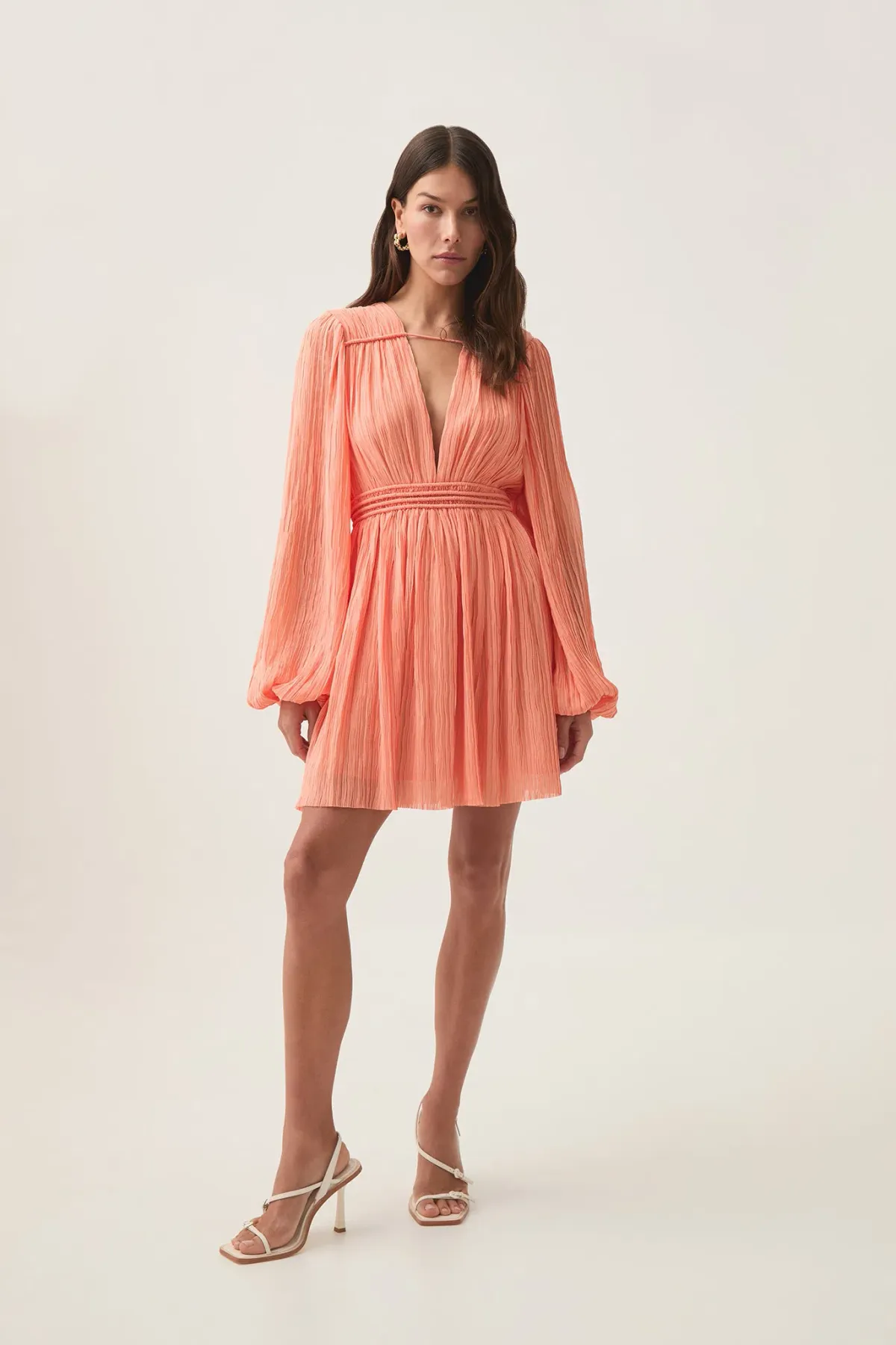 AJE Genevieve Pleated Mini Dress Apricot Size 12 - Image 1