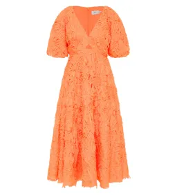 AJE Florential Textured Midi Dress Apricot Size 10 for rent on The Volte - image 2