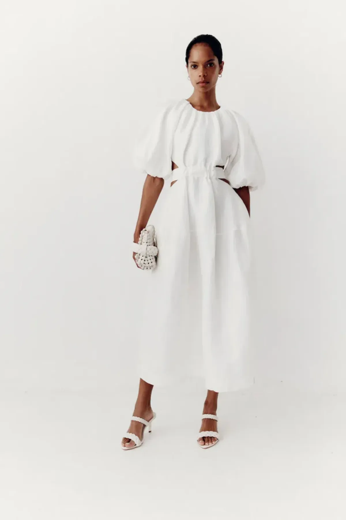 Aje Mimosa Cutout Midi Dress Ivory Size AU 4 - Image 3