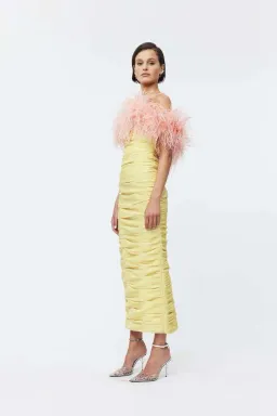 Rachel Gilbert Zion Midi Dress in Lemon Yellow Size 3/AU12 for rent on The Volte - image 1