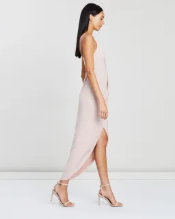 Shona Joy Core Cocktail Draped Midi Dress Ballet Pink Size 6 for rent on The Volte - image 4