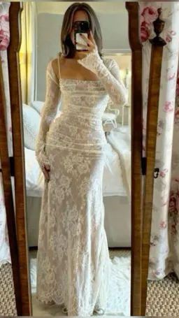 House of CB Artemis Lace Maxi Dress in Vintage Cream Size 10 for rent on The Volte - image 4