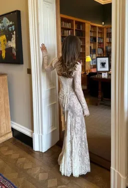 House of CB Artemis Lace Maxi Dress in Vintage Cream Size 10 for rent on The Volte - image 3