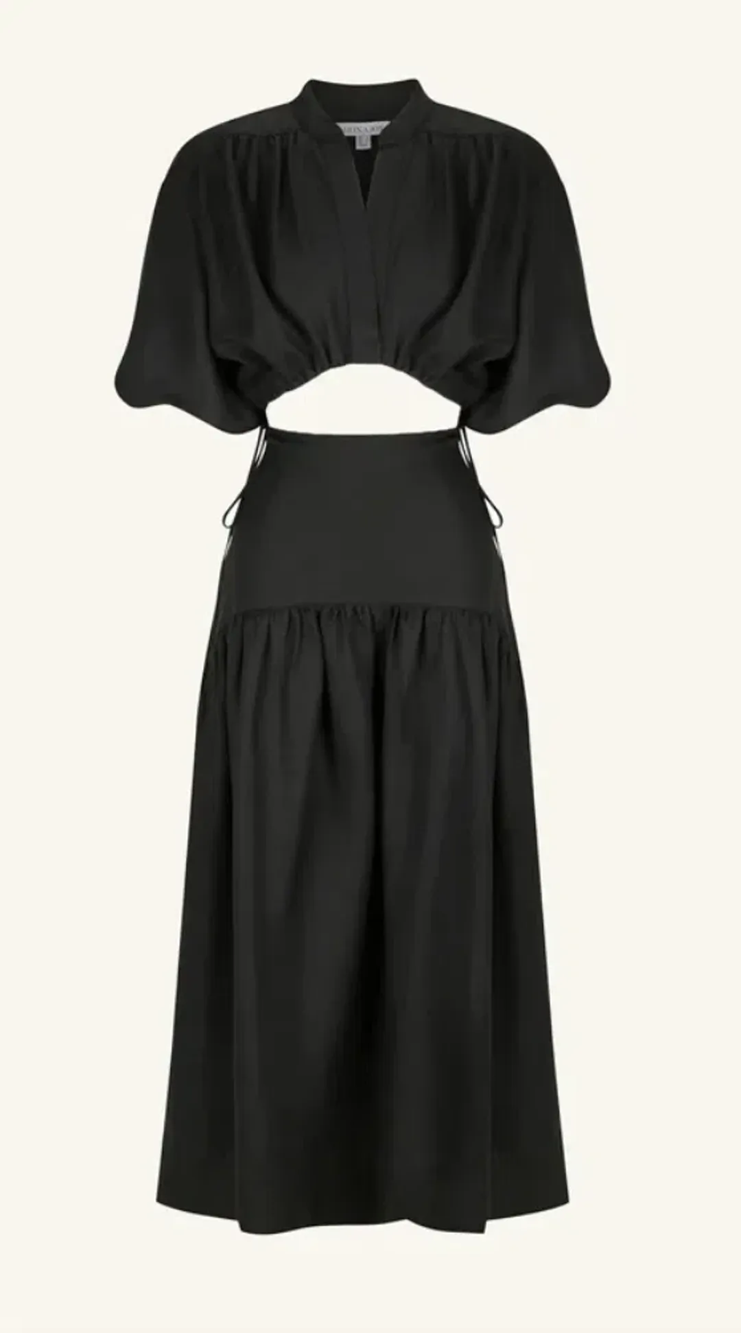 Shona Joy Mare Linen Deconstructed Midi Dress Black Size 8 for rent on The Volte - main image