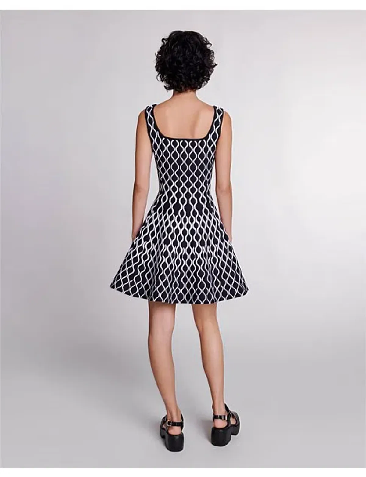 Maje Pattern-jacquard Flared Mini Dress Print Size 8 - Image 2