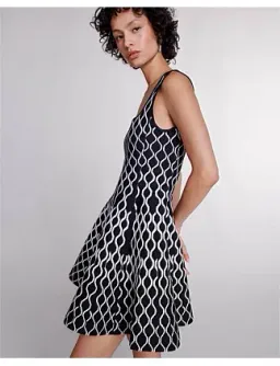 Maje Pattern-jacquard Flared Mini Dress Print Size 8 for rent on The Volte - image 3