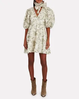Zimmermann Linen Day Mini Dress Olive Toile Print Size 0 / AU 8 for rent on The Volte - image 1