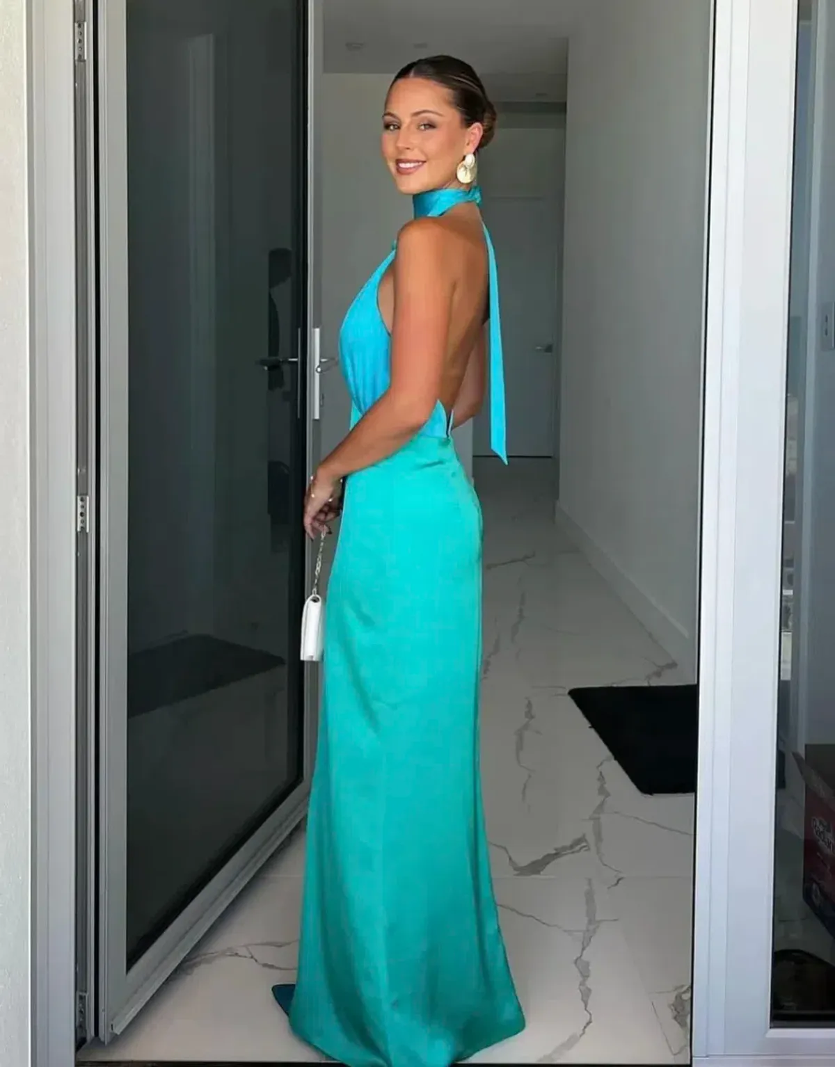The Wolf Gang Oahu Slip Maxi Dress - Blue Aquamarine | Size M , Medium , AU 10 - Image 1