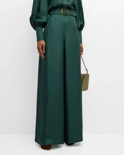 Zimmermann SET Pavilion Relaxed Silk Shirt and Wide Leg Pants Set in Pine Green Size 0 / AU 8 for rent on The Volte - image 2