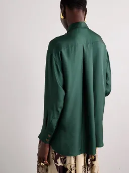 Zimmermann SET Pavilion Relaxed Silk Shirt and Wide Leg Pants Set in Pine Green Size 0 / AU 8 for rent on The Volte - image 6