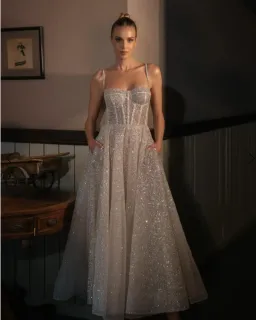 A-Line Sparkle Reception Wedding Dance Dress – Shimmer & Grace Size 6 - 8 for rent on The Volte - image 1