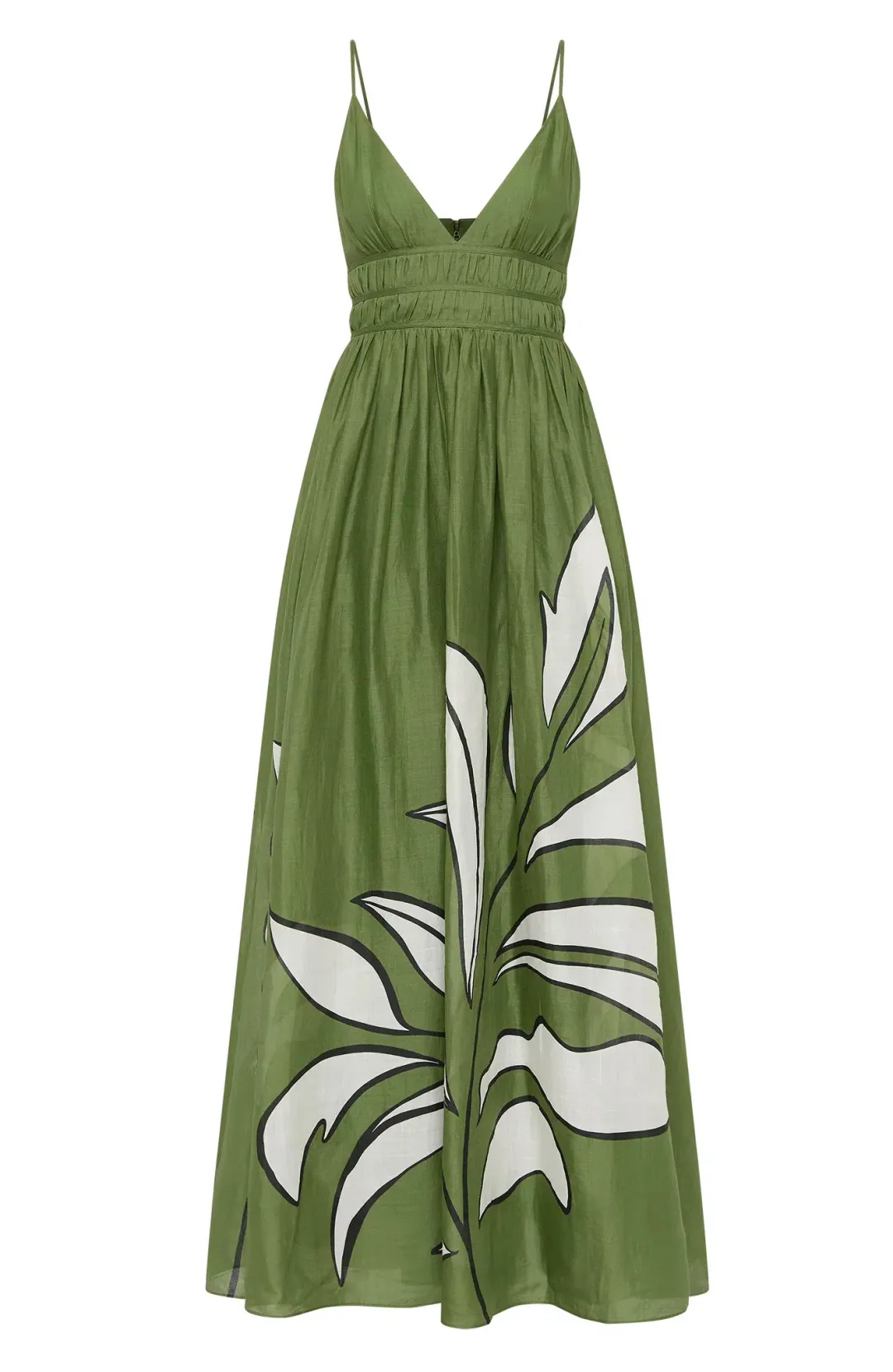 Aje Planetary Maxi Dress Abstract Fern Green Size 8 for rent on The Volte - main image