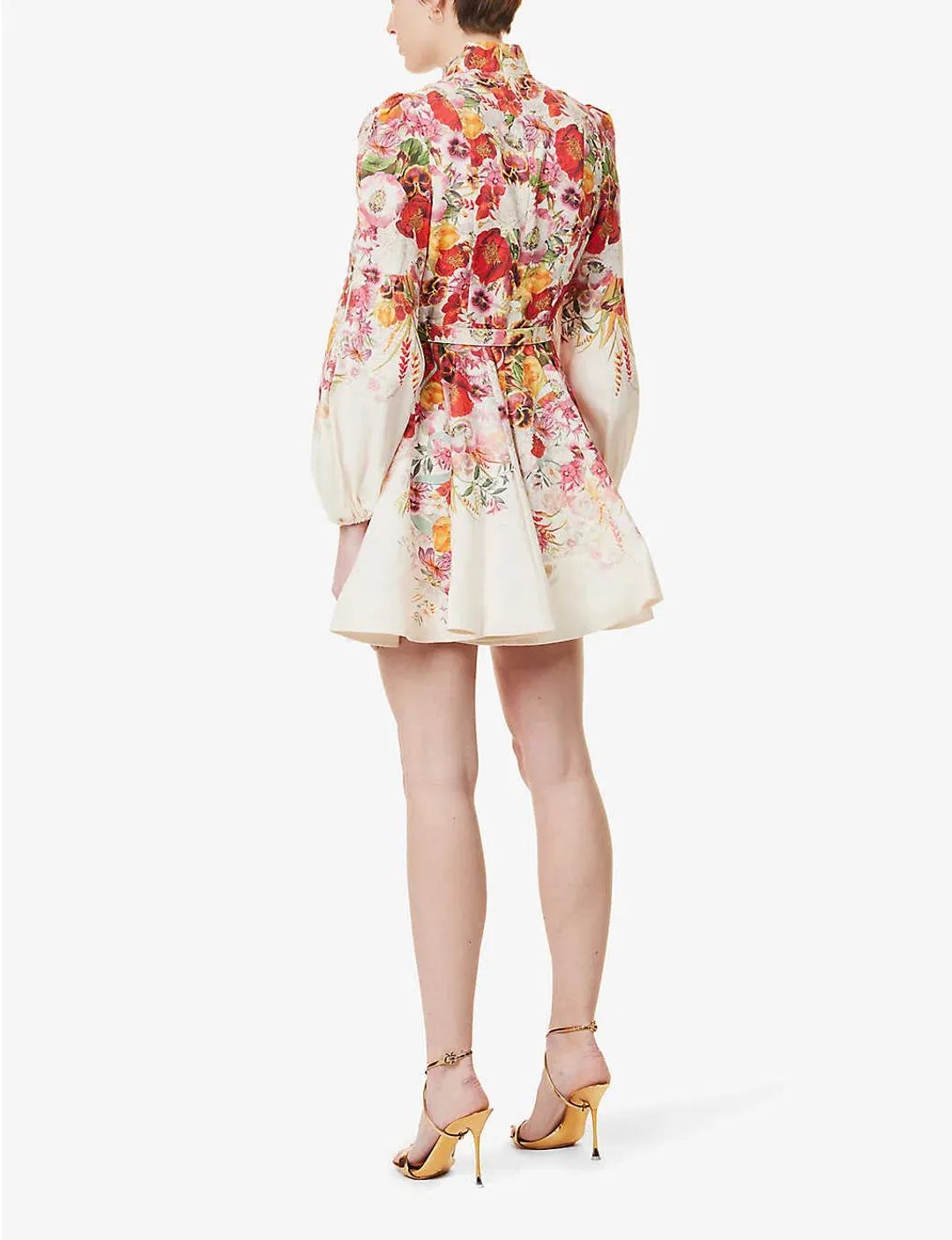 Zimmermann Wonderland Buttoned Mini Dress in Elka Poppy Ivory Border Size 1 / AU 10 for rent on The Volte - main image