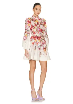 Zimmermann Wonderland Buttoned Mini Dress in Elka Poppy Ivory Border Size 1 / AU 10 for rent on The Volte - image 1