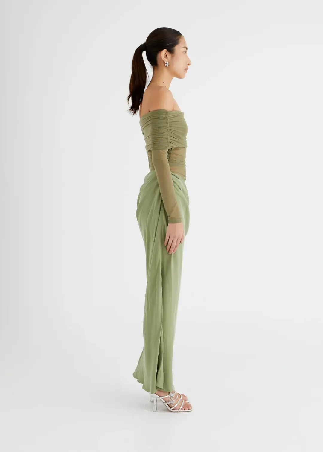 BENNI Yasmin Maxi Dress in Pistachio Size 8 for rent on The Volte - main image