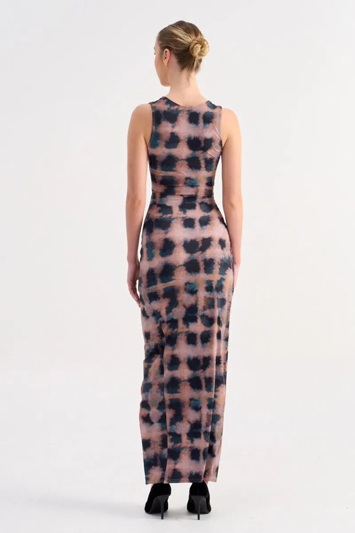 Suboo Shibori Sleeveless Reversible Twist Front Maxi Dress Tortoise Shell Size 10 - Image 4