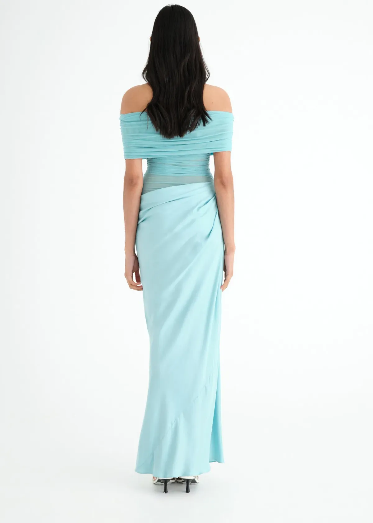 Benni Nico Off Shoulder Maxi Dress Aquamarine Size 8 - Image 3