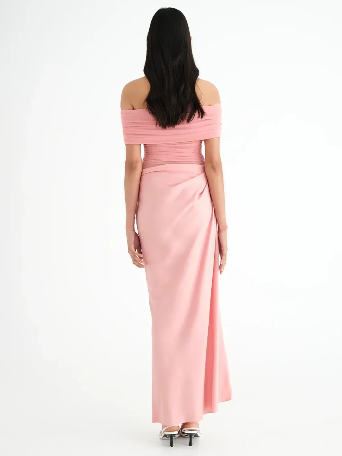 Benni Nico Off Shoulder Maxi Dress Candy Floss Size 8 - Image 3
