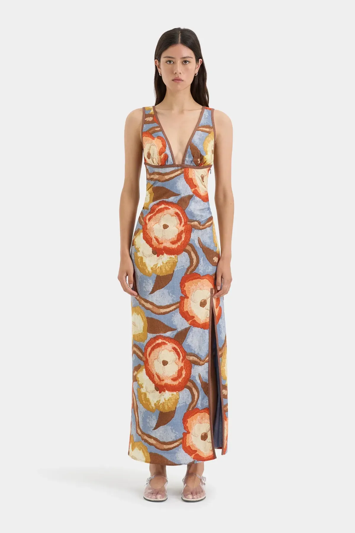 Sir the Label Avery V Neck Midi Dress Camellia Floral Print Size 2 / AU 10 - Image 1