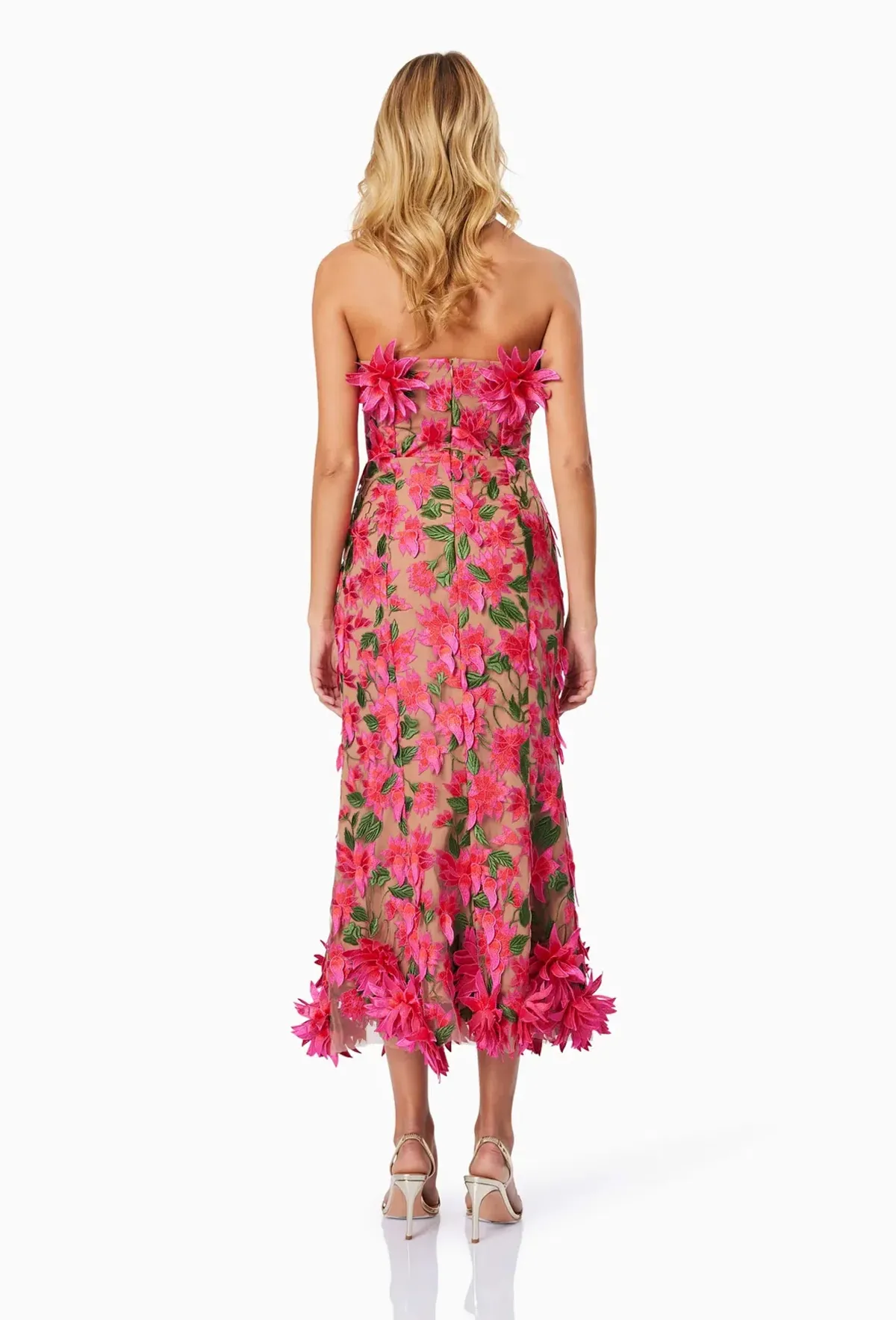 Elliatt Valentina Midi Dress Pink Multi Floral Size 8 - Image 3