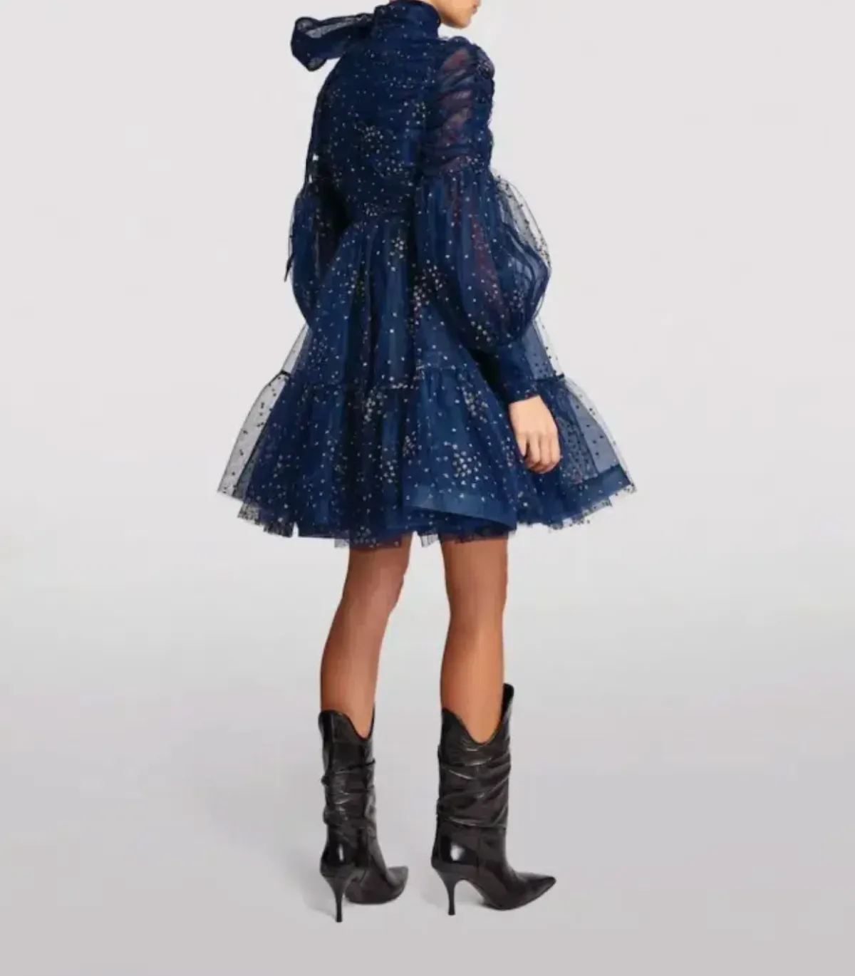 Zimmermann Rhythm Ruched Glitter Mini Dress Navy Size 0P / AU 6 - Image 2