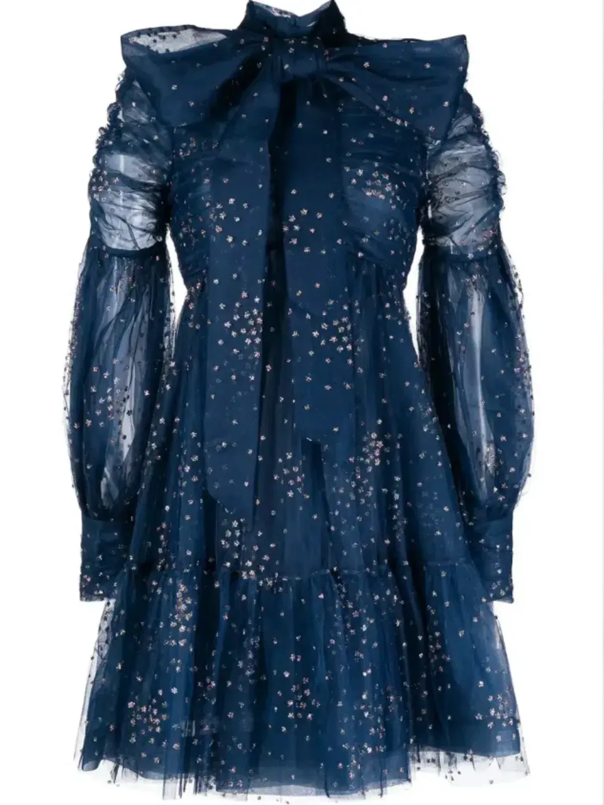 Zimmermann Rhythm Ruched Glitter Mini Dress Navy Size 0P / AU 6 - Image 3