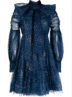 Zimmermann Rhythm Ruched Glitter Mini Dress Navy Size 0P / AU 6 for rent on The Volte - image 3
