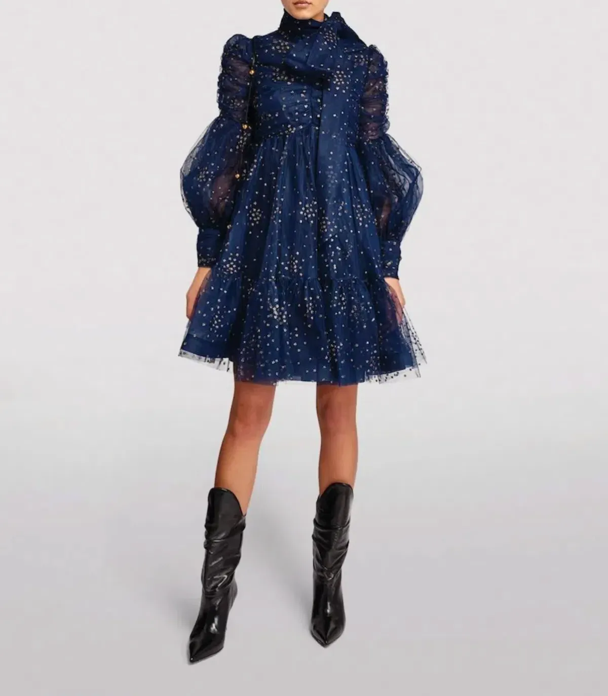 Zimmermann Rhythm Ruched Glitter Mini Dress Navy Size 0P / AU 6 - Image 1