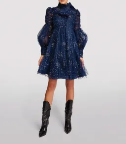 Zimmermann Rhythm Ruched Glitter Mini Dress Navy Size 0P / AU 6 for rent on The Volte - image 1