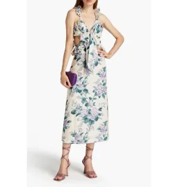 Zimmermann Cassia Ruffle Midi Dress Hydrangea Floral Size 2 / AU 12 for rent on The Volte - image 1