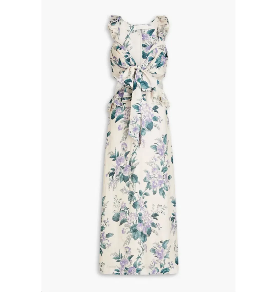 Zimmermann Cassia Ruffle Midi Dress Hydrangea Floral Size 2 / AU 12 for rent on The Volte - main image
