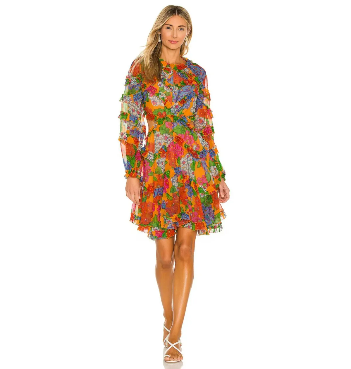Zimmermann Riders Frill Mini Dress Mango Floral Size 2 / AU 12 - Image 1
