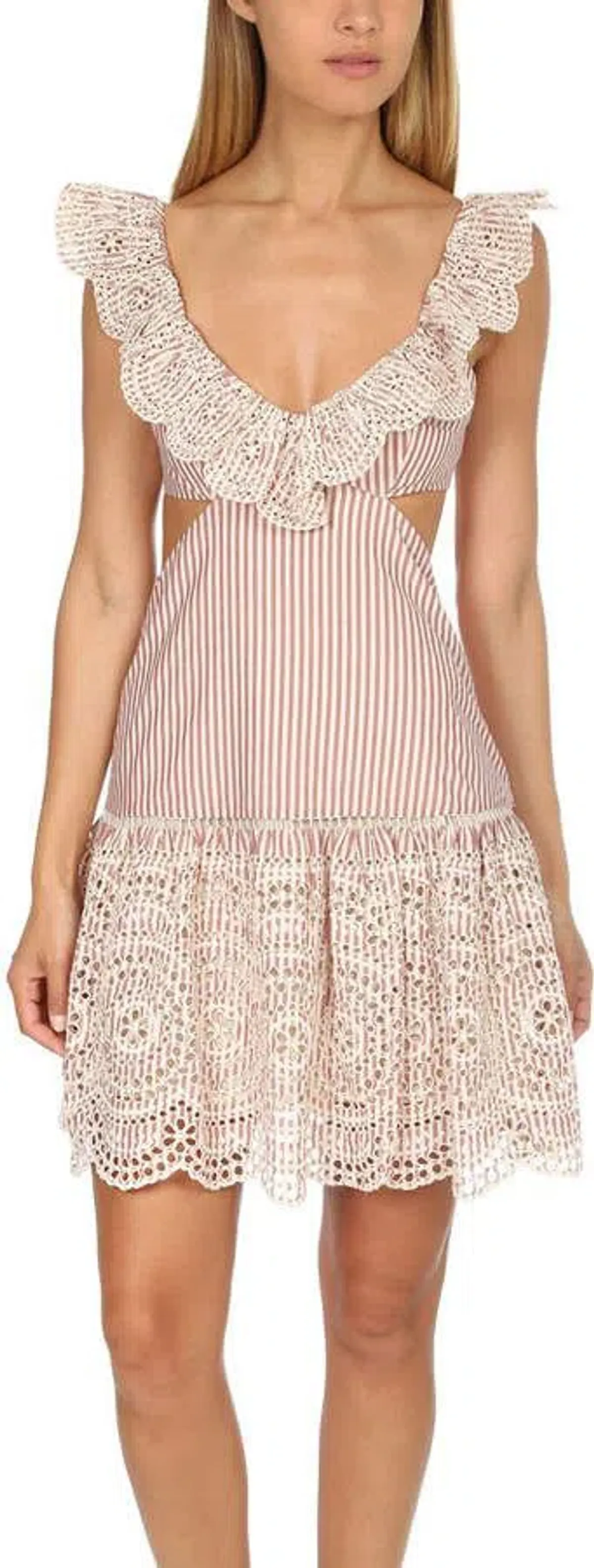 Zimmermann Meridian Stripe Frill Dress Striped Size 0 / AU 8 - Image 2