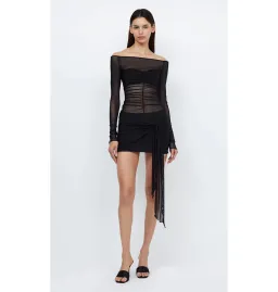 Bec & Bridge Marina Semi-Sheer Stretch Mini Dress Black Size AU 6 for rent on The Volte - image 1
