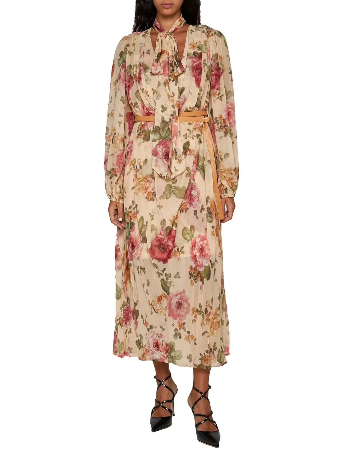 Zimmermann Luminosity Billow Dress Latte Floral Print Size 1 / AU 10 - Image 1
