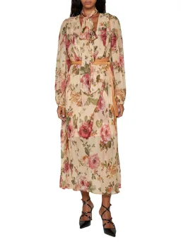 Zimmermann Luminosity Billow Dress Latte Floral Print Size 1 / AU 10 for rent on The Volte - image 1