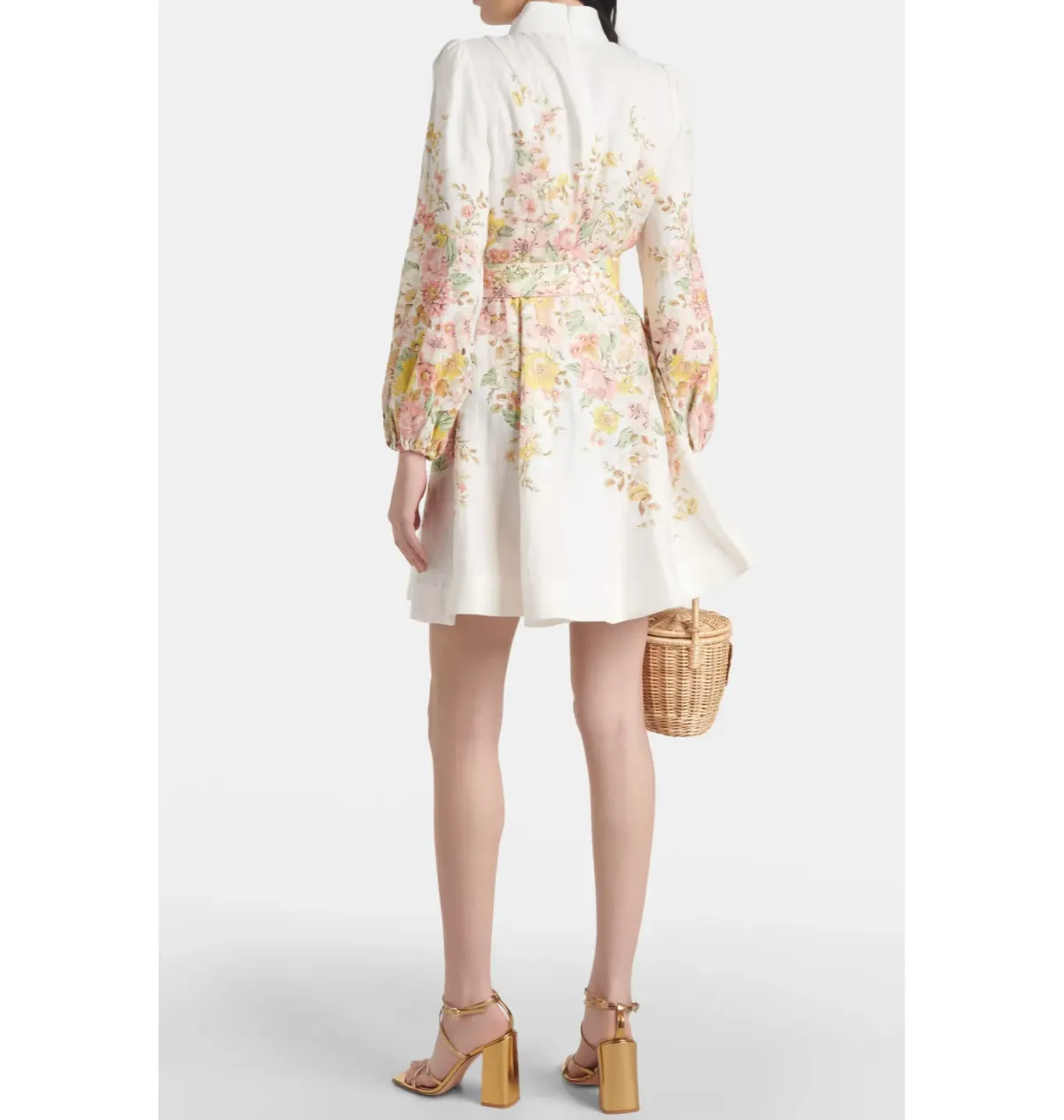 Zimmermann Matchmaker Buttoned Mini Dress Ivory Coral Floral Size 1 / AU 10 - Image 3