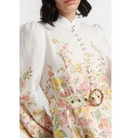 Zimmermann Matchmaker Buttoned Mini Dress Ivory Coral Floral Size 1 / AU 10 for rent on The Volte - image 2