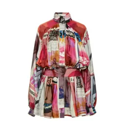 Zimmermann Wavelength Sleeve Mini Dress Pink Poster Print Size 0 / AU 8 for rent on The Volte - image 4