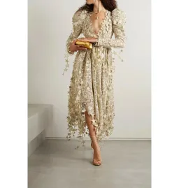 Zimmermann Celestial Zodiac Midi Dress Champagne Size 0 / AU 8 for rent on The Volte - image 1