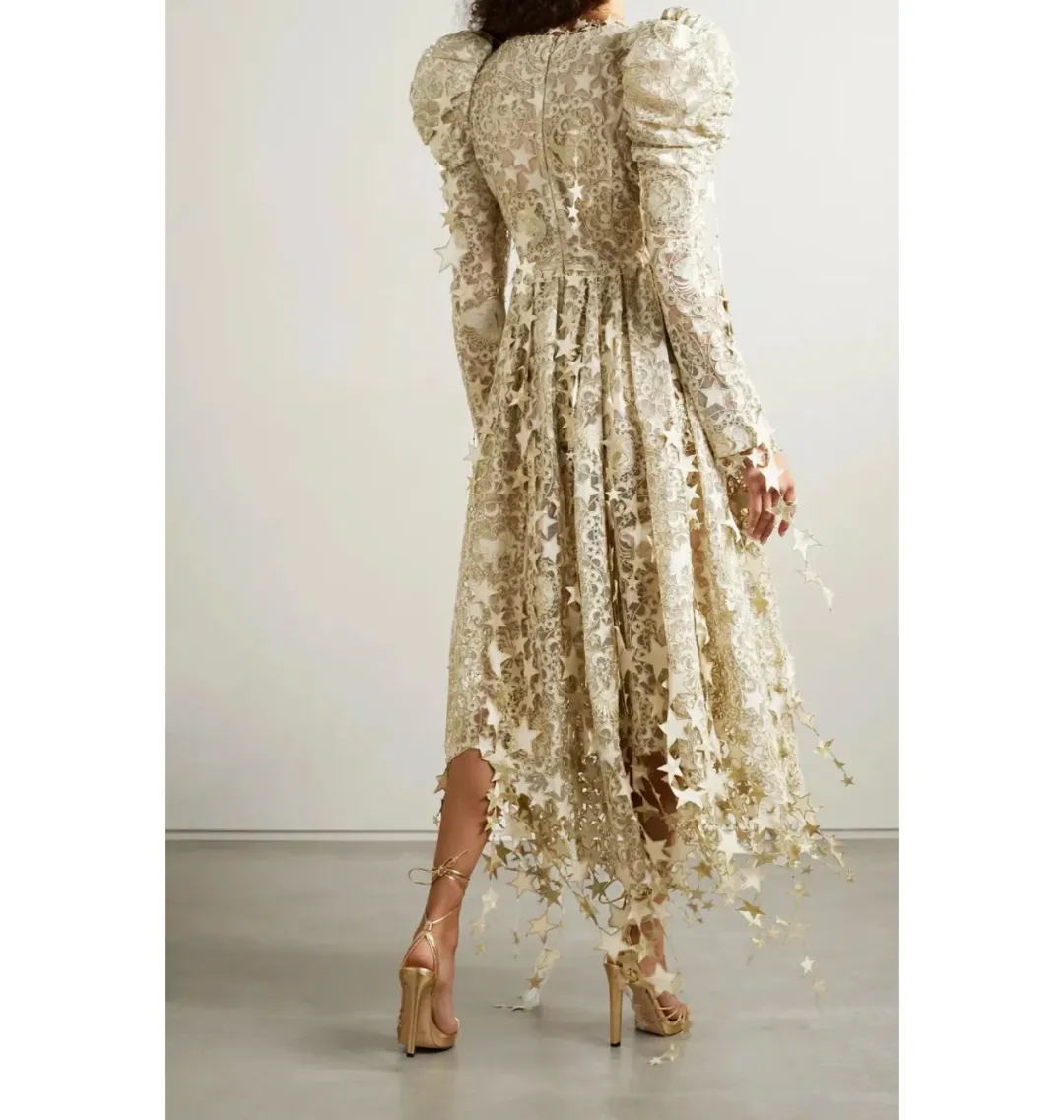 Zimmermann Celestial Zodiac Midi Dress Champagne Size 0 / AU 8 for rent on The Volte - main image