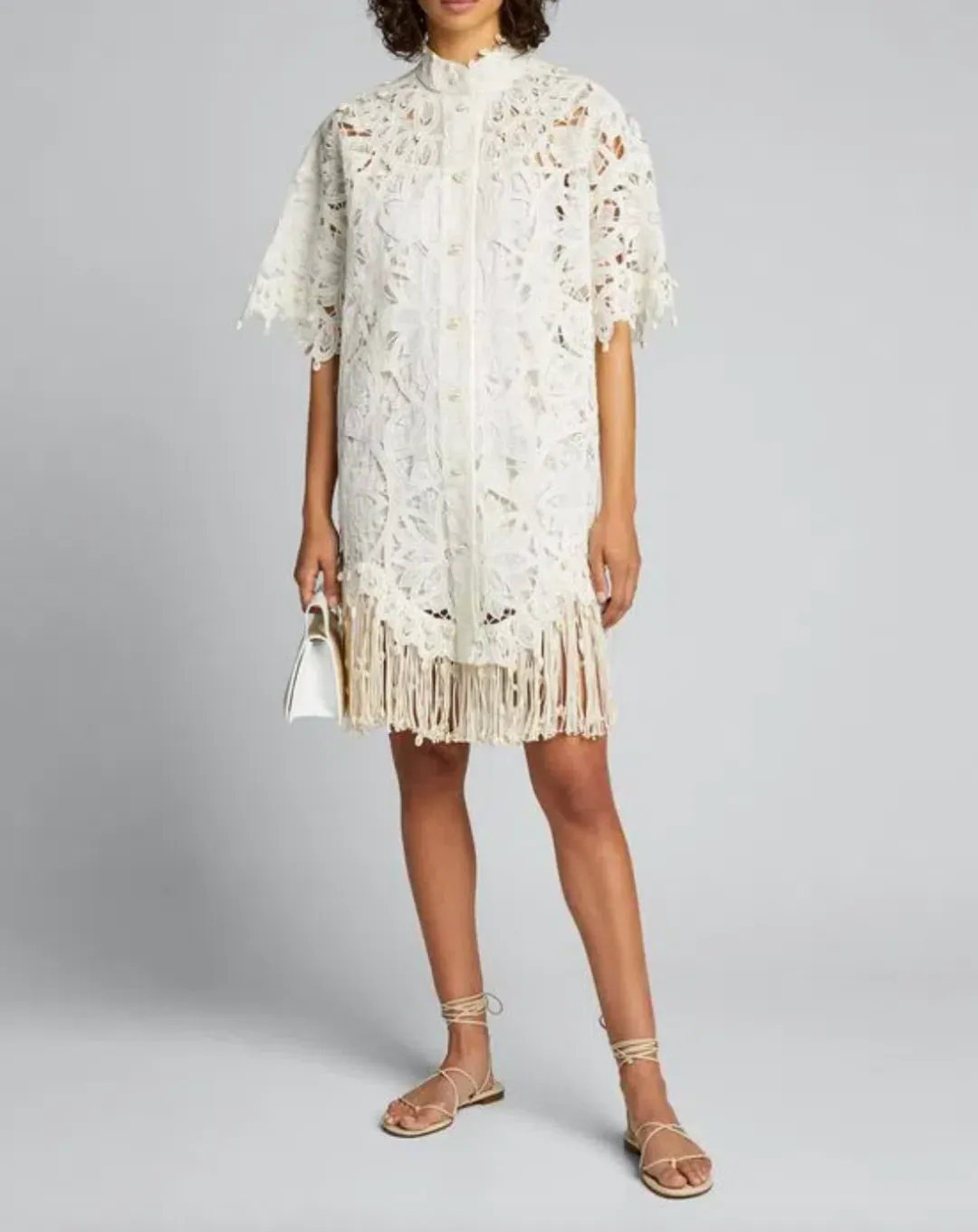 Zimmermann Wavelength Shirt Dress Ivory Size 0 / AU 8 for rent on The Volte - main image