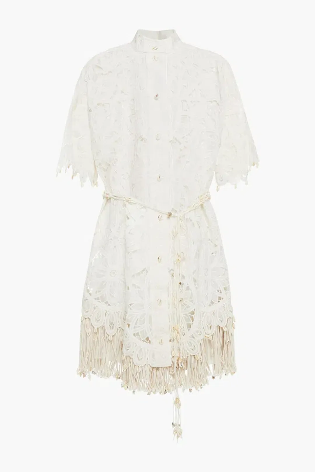 Zimmermann Wavelength Shirt Dress Ivory Size 0 / AU 8 for rent on The Volte - main image