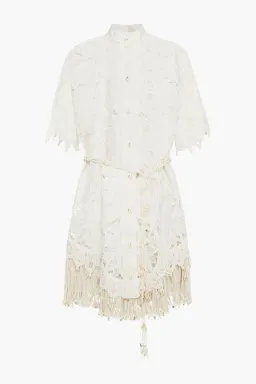 Zimmermann Wavelength Shirt Dress Ivory Size 0 / AU 8 for rent on The Volte - image 3