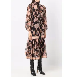 Zimmermann Concert Peonies Panelled Midi Dress Black Peonies Size 0 / AU 8 for rent on The Volte - image 2