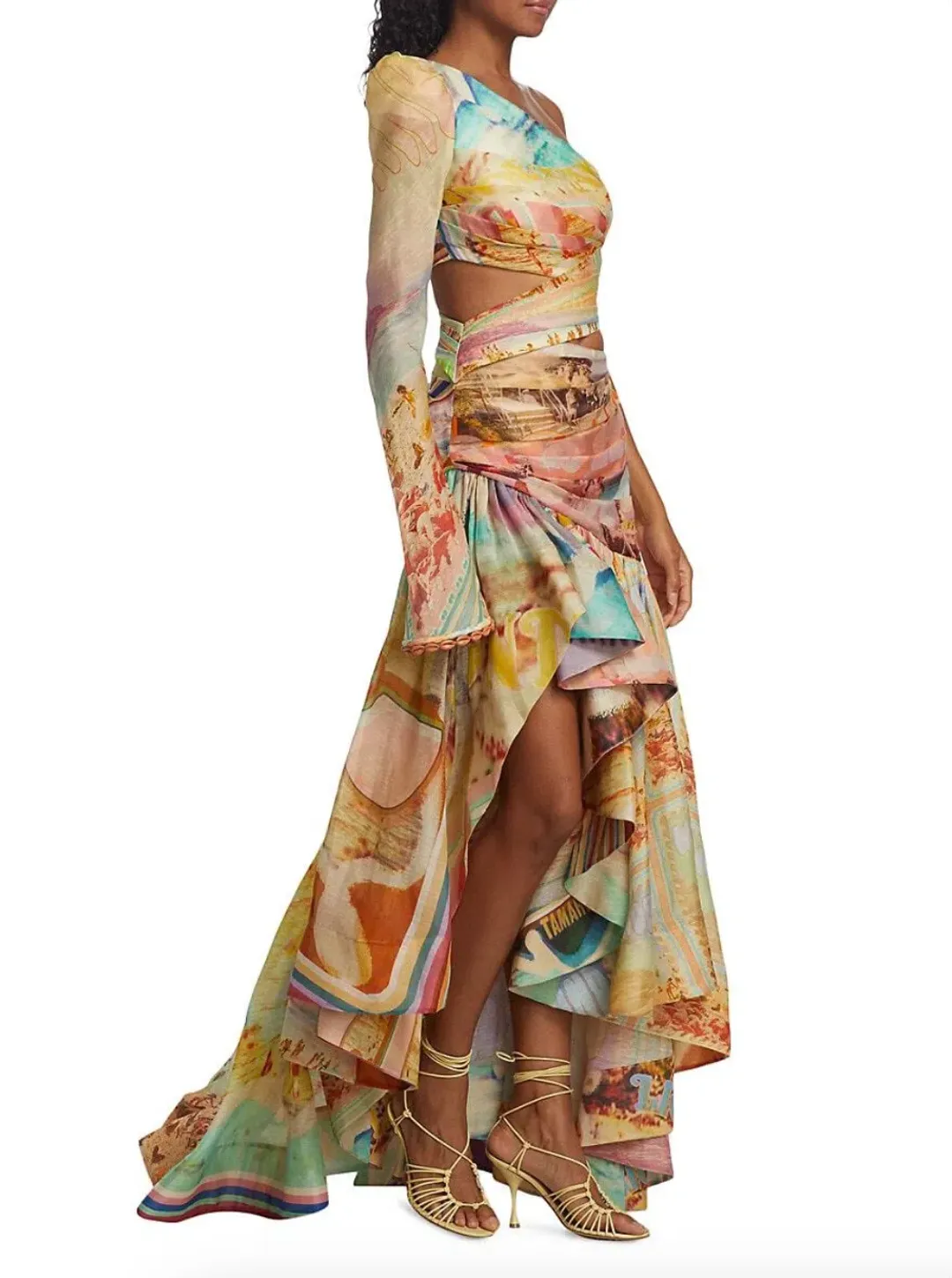 Zimmermann Tama Asymmetric Cut Out Dress Poster Print Size 0 / AU 8 for rent on The Volte - main image