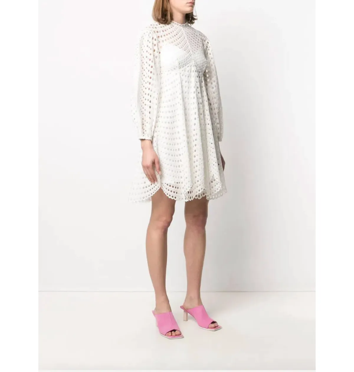 Zimmermann Poppy Eyelet Mini Dress Ivory Size 0 / AU 8 - Image 2