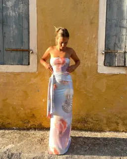 Odysseus & Penelope Draped Strapless Dress Ocean Pearl Size Medium / AU 10 for rent on The Volte - image 2