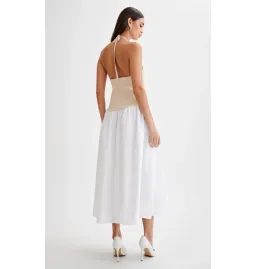 Meshki Katie Knit Linen and Midi Dress Natural/White Size XS / AU 6 for rent on The Volte - image 6